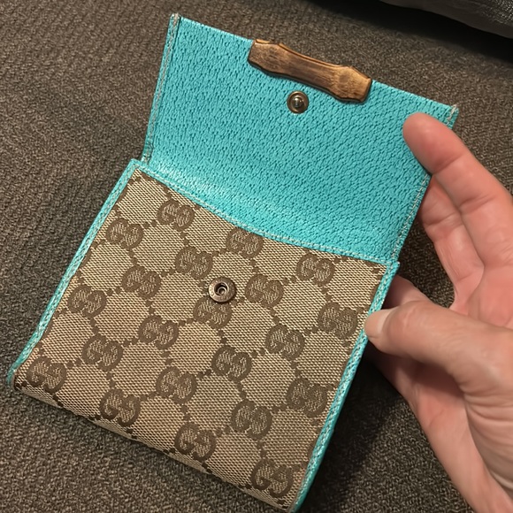 Gucci gg monogram bamboo canvas leather wallet - Picture 2 of 10